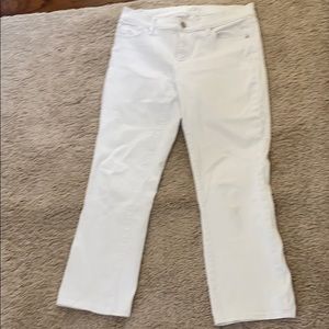 Cropped white jeans from Ann Taylor loft.